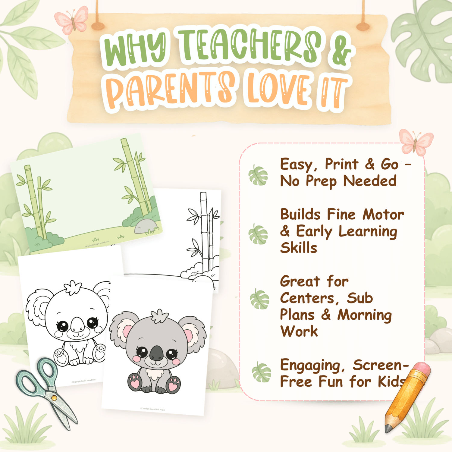 Baby koala fine motor activity for kindergarten