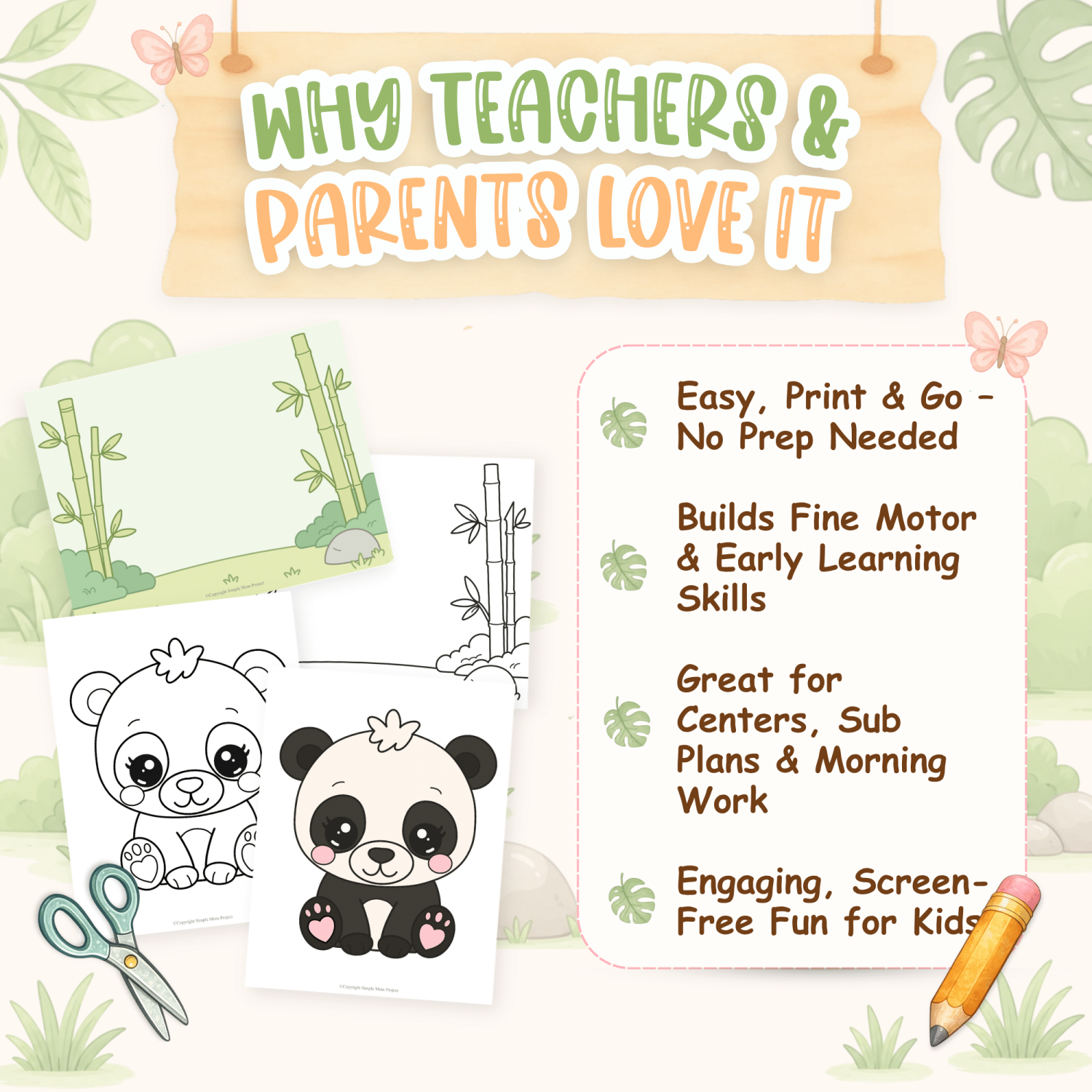 Baby panda fine motor activity for kindergarten