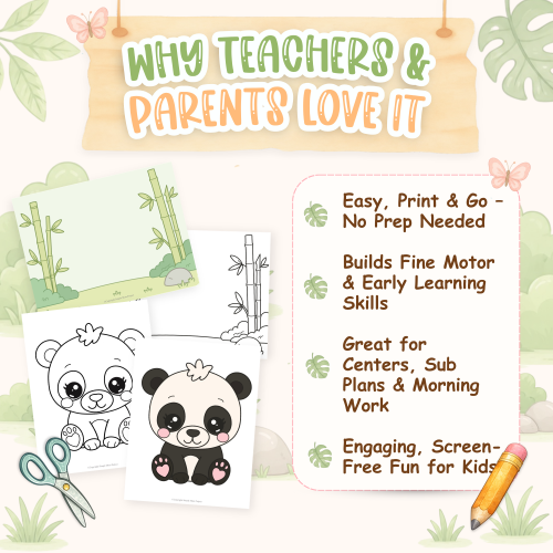 Baby panda fine motor activity for kindergarten