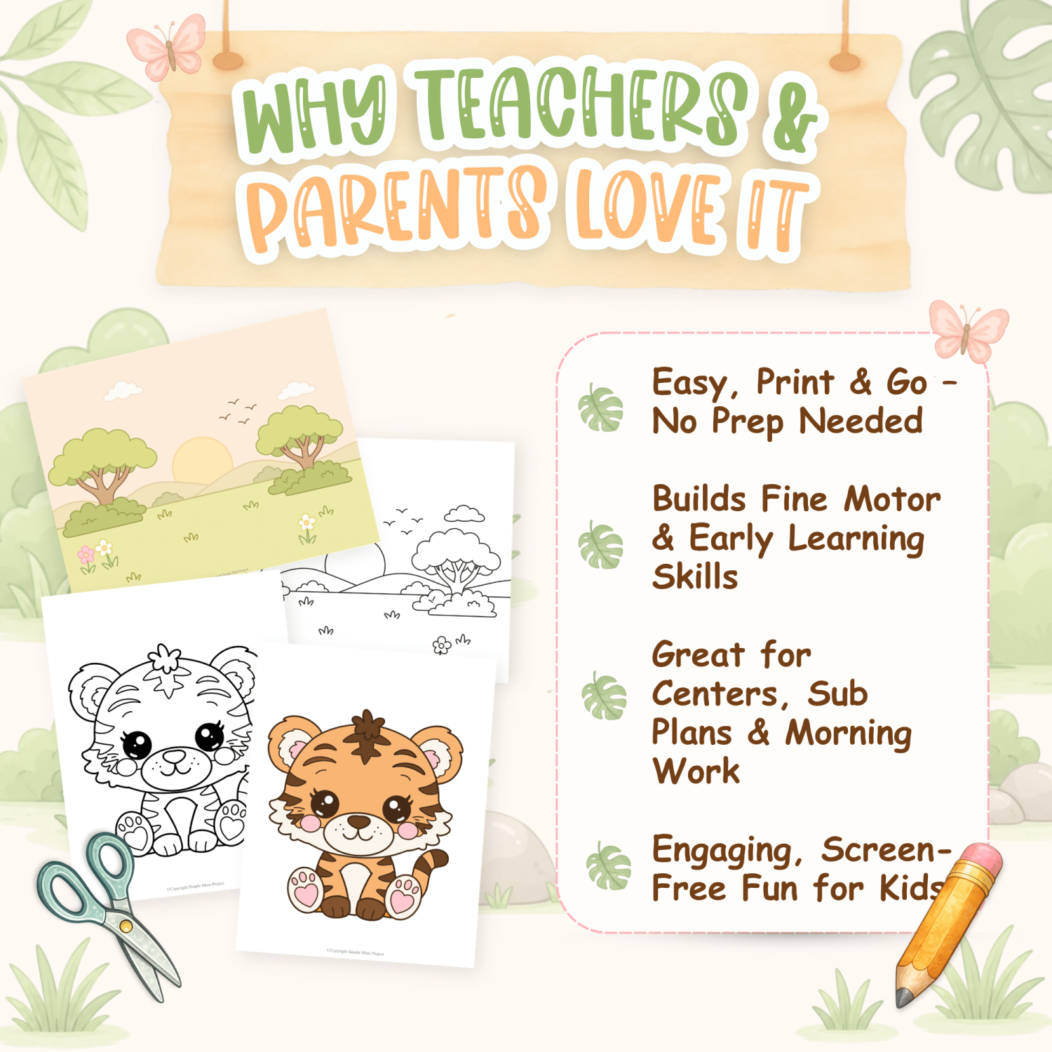 Baby tiger fine motor activity for kindergarten