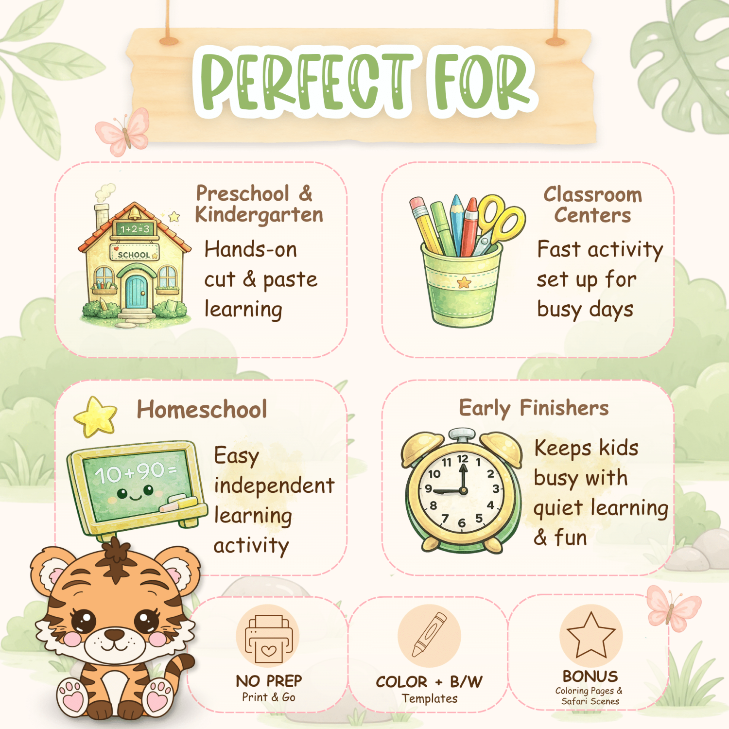 Tiger cut and paste worksheet for kids