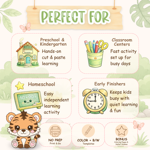 Tiger cut and paste worksheet for kids