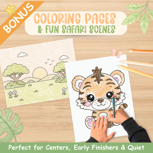 Safari animal tiger printable craft bundle