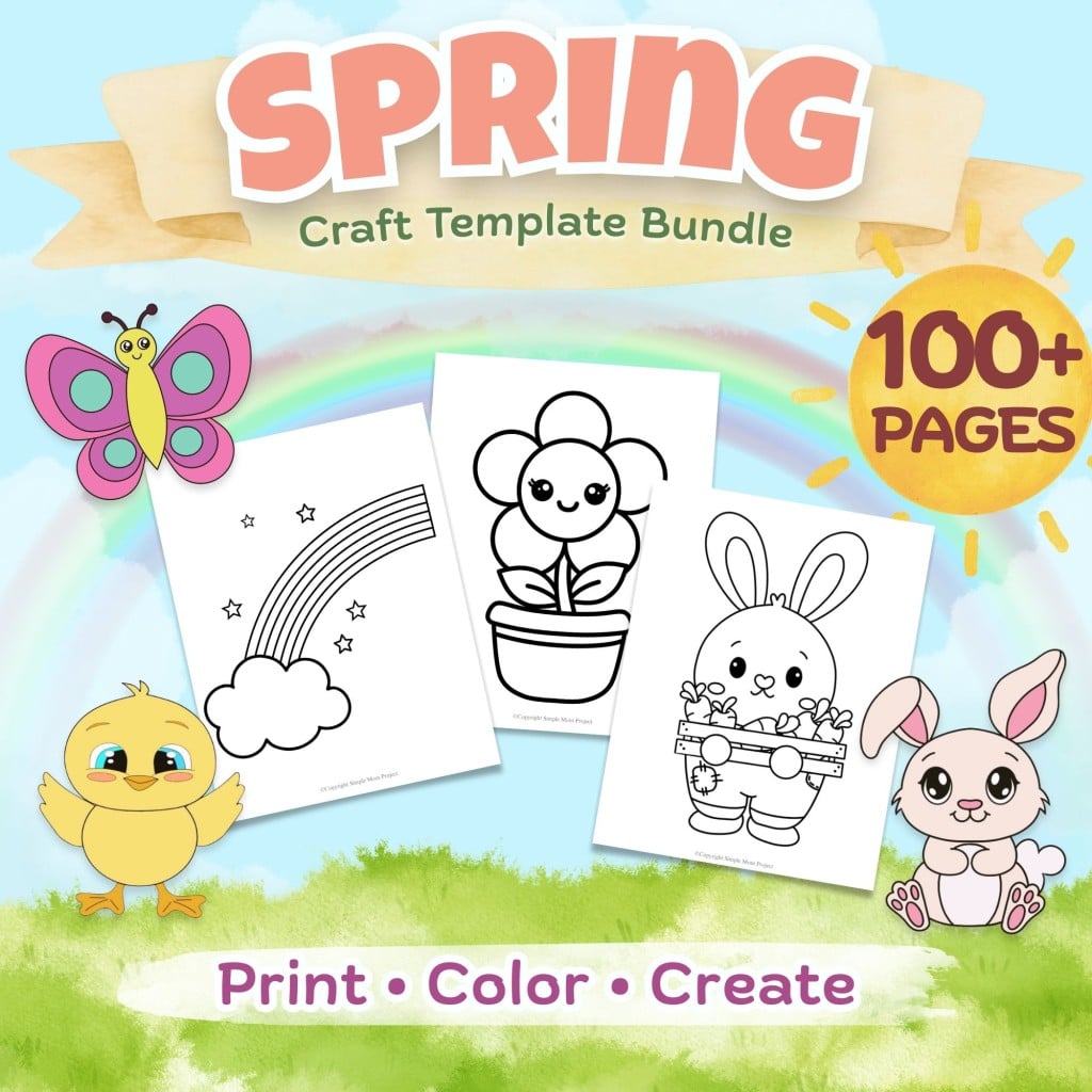 Spring Craft Template Bundle for Kids | 100+ Printable Coloring Pages | Preschool, Kindergarten, Classroom & Homeschool Activities