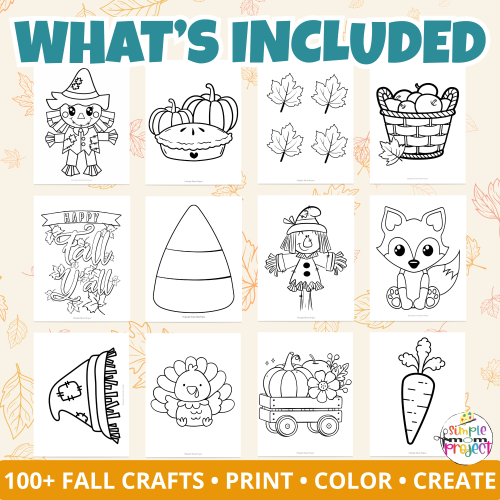 Over 100 printable fall templates including pumpkins, leaves, apples, and autumn crafts