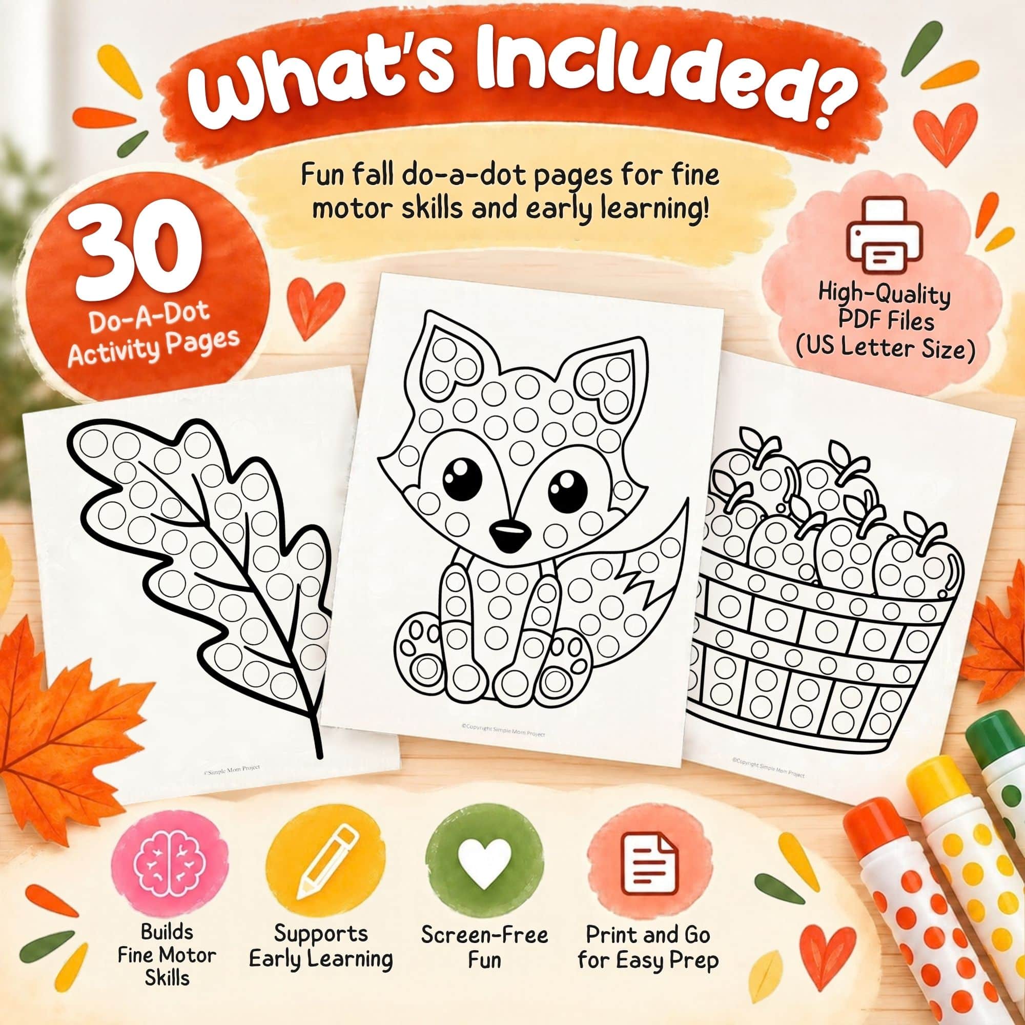 Fall Dot Marker Coloring Pages — 30 Printable Do-a-Dot Art Pages